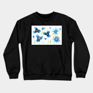 Loose Flowers in Blue Crewneck Sweatshirt